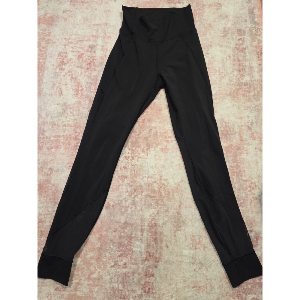 Lululemon High Rise Tight 25" Black Mesh Ankle Leggings Size 6